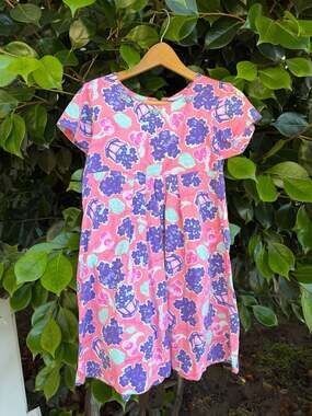 Vintage Christie Brooks Soft Thick Cotton Fruit & Floral Dress